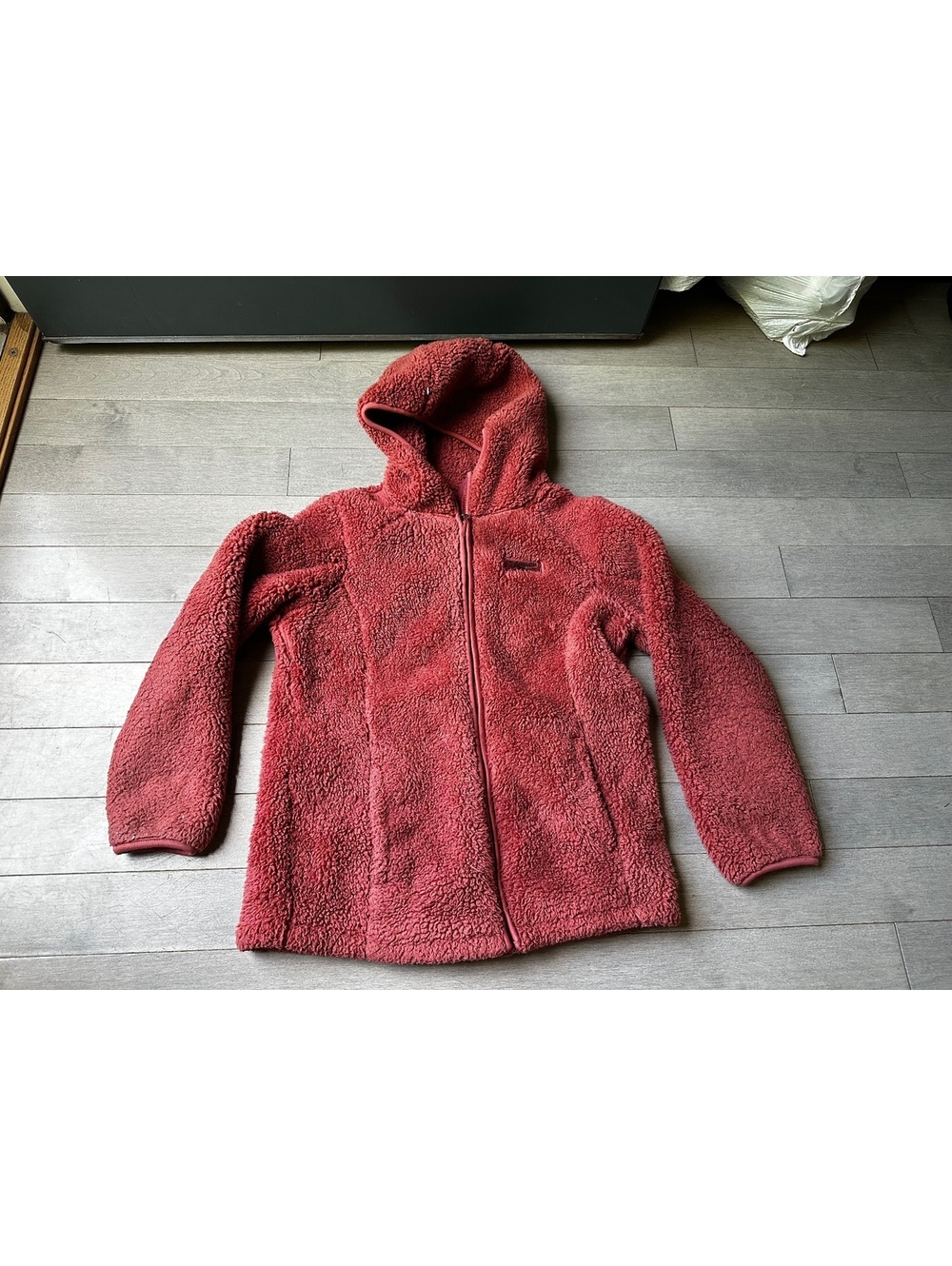 Girls Reebok Red Sherpa Full Zip Fleece Hoodie Hood Jacket Coat Warm LG 14-16